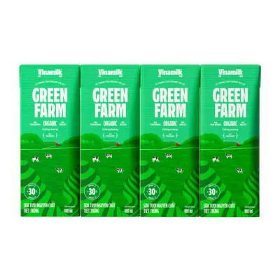 Lốc 4 hộp sữa tươi tiệt trùng Vinamilk Green Farm 100% Organic không đường 180ml