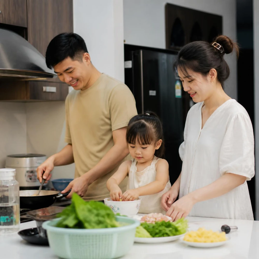 Gia đình trẻ chủ động xây dựng cuộc sống độc lập, không sống cùng ông bà. (Ảnh được tạo bởi AI)