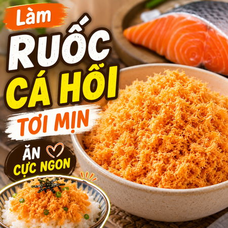 Làm ruốc cá hồi tơi mịn ăn cực ngon