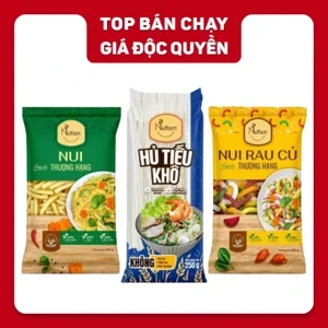 Combo Nuffam: nui ống dài 400g, nui rau củ 350g và hủ tiếu Mỹ Tho 250g