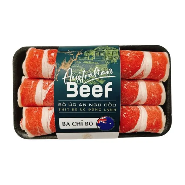 Ba chỉ bò ngũ cốc Úc đông lạnh Freshfoco vỉ 200g