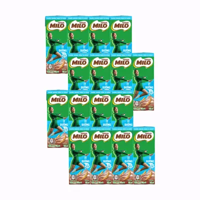 Combo 4 lốc sữa tiệt trùng Milo ít đường hộp 180ml