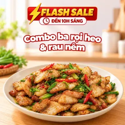 Combo ba rọi heo Meatcool 400g và rau nêm