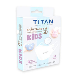 Khẩu trang titan 5D trẻ em quai chun Titan hộp 10 cái