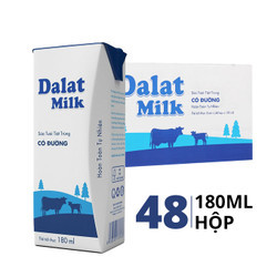 Thùng sữa tươi tiệt trùng có đường Đà Lạt Milk 180ml (48 Hộp)