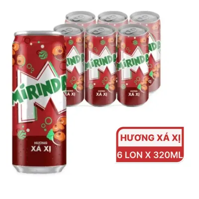 Lốc 6 lon nước ngọt xá xị Sleek Mirinda 320ml