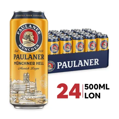 Thùng 24 lon bia Paulaner Munich Lager 4.9% 500ml