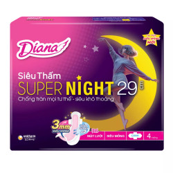 Băng vệ sinh siêu thấm Super Night có cánh 29cm Diana gói 4 miếng