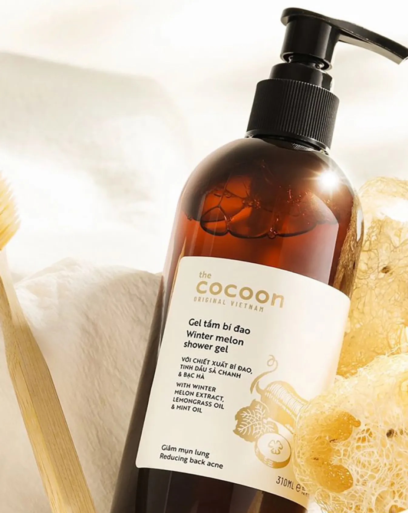 Gel Tắm Cocoon Bí Đao Hỗ Trợ Cải Thiện Mụn Lưng Cocoon Winter Melon Shower Gel 310ml - Image 3