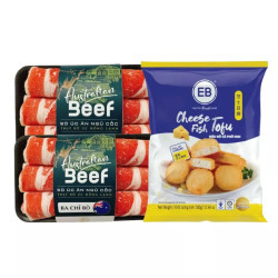 Combo 2 khay ba chỉ bò Úc 200g và đậu hũ cá phô mai 500g