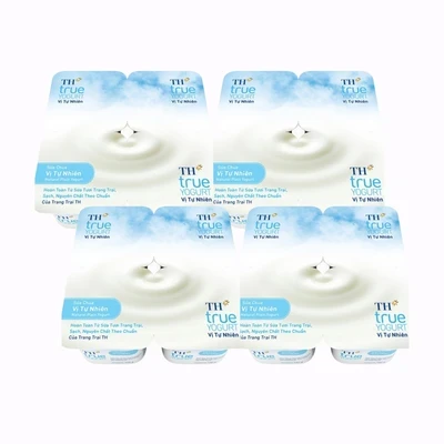 Combo 4 lốc sữa chua TH true milk vị tự nhiên hộp 100g