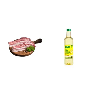 Combo Ba rọi heo 900g + Dầu đậu nành tự nhiên Coba chai 1L