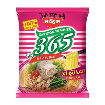 Mì không chiên 365 xí quách thịt bằm Nissin gói 64g