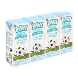Lốc sữa tươi tiệt trùng ít đường Kun hộp 180ml (4 Hộp)