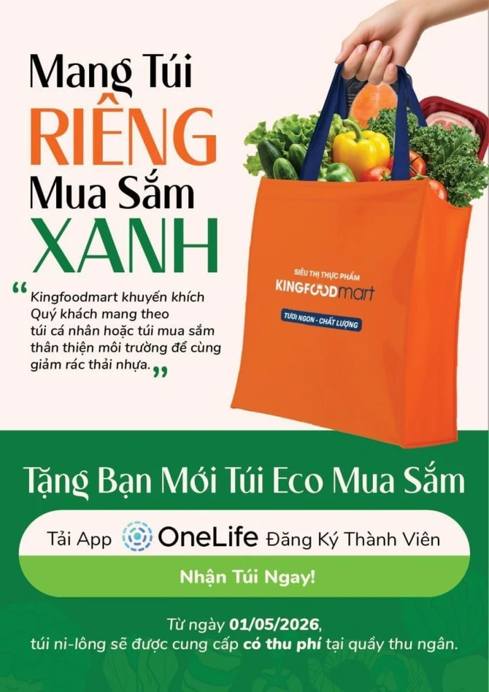 Kingfoodmart thu phí túi nhựa