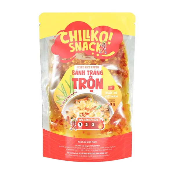 Bánh tráng trộn sa tế sả Chillko gói 50g