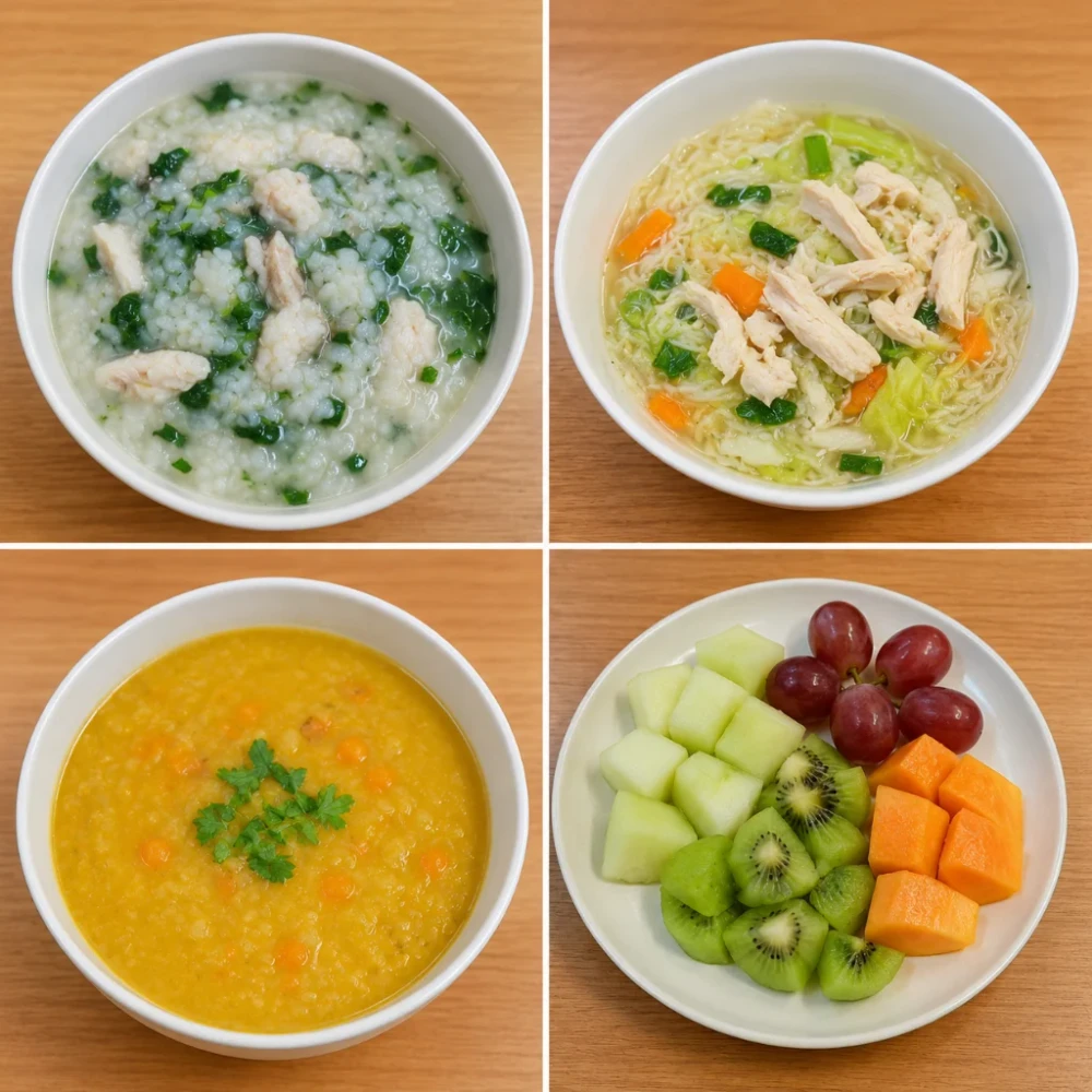 Bữa tối lành mạnh trong thực đơn món ăn cho bé đi học giúp bé ngủ ngon sâu giấc.  (Ảnh được tạo bởi AI)