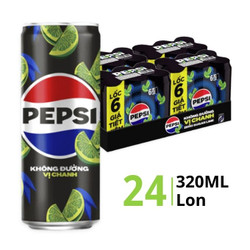 Thùng nước ngọt vị chanh zero calo Pepsi 320ml (24 Lon)